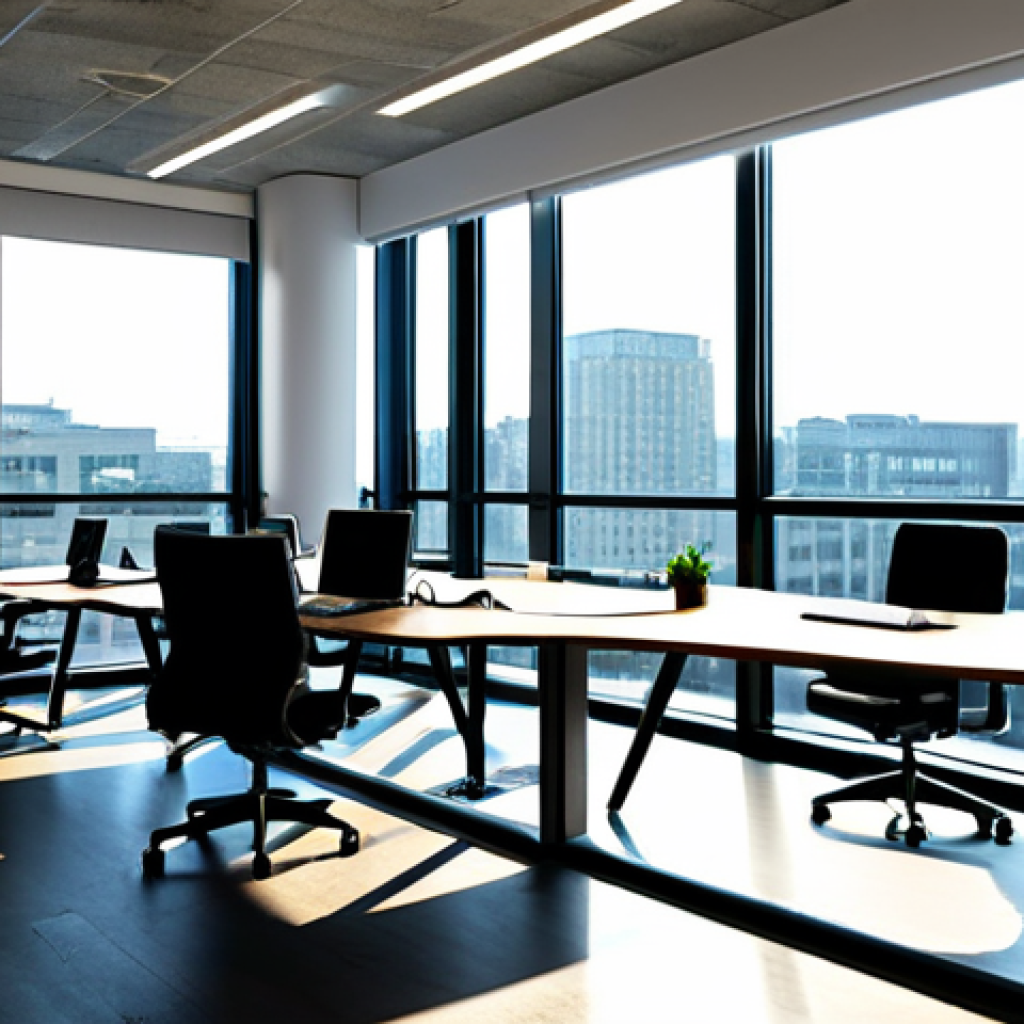 **

"A modern office space bathed in natural light from large windows, complemented by adjustable LED lighting mimicking the sun's daily cycle. Employees are working comfortably at their desks, fully clothed in business casual attire. The atmosphere is bright and inviting, promoting focus and well-being. safe for work, appropriate content, fully clothed, professional, perfect anatomy, natural proportions, high quality."

**