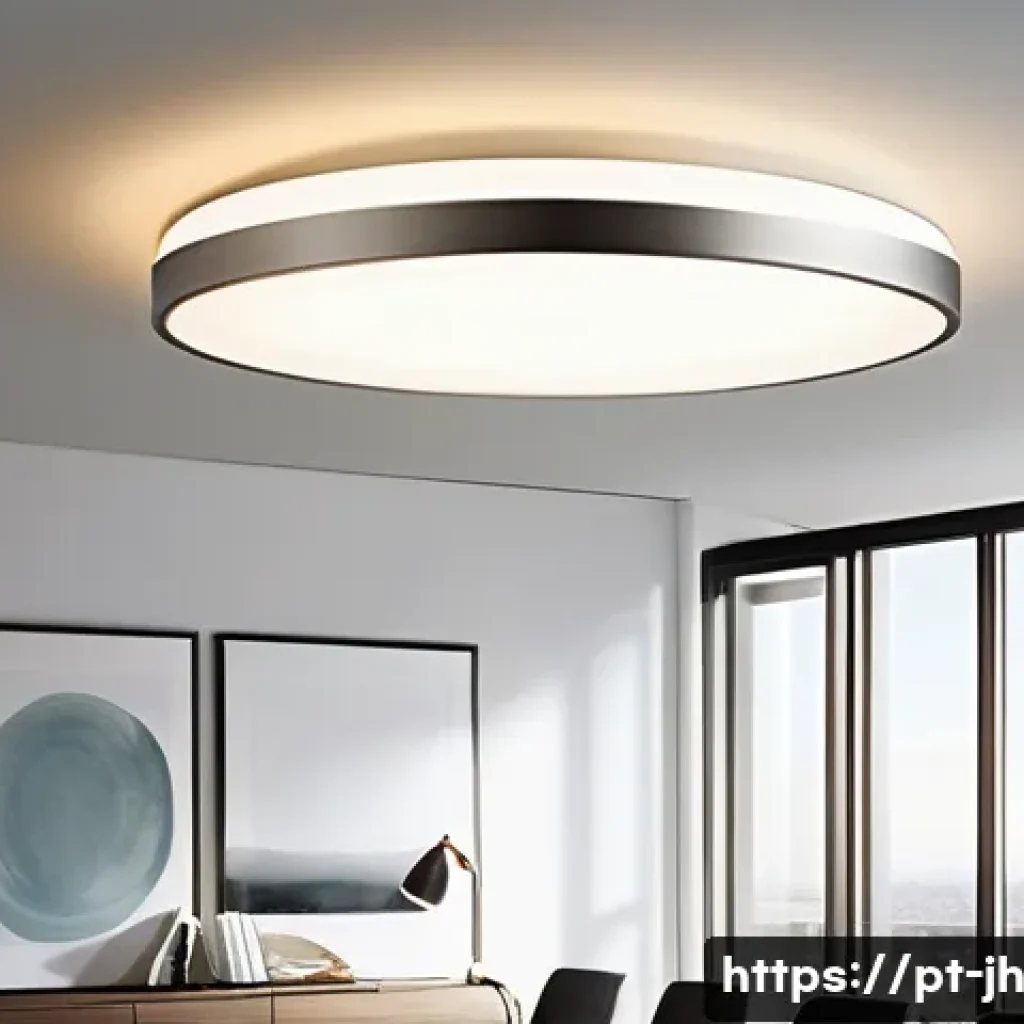 서큘래딘 조명 설계의 자재 선택 가이드 - A modern interior scene showcasing a sleek LED lighting fixture made from brushed aluminum and tempe...